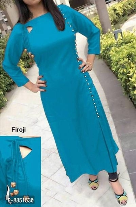 Rayon Embellished Pearl Button Solid Color Kurtis uploaded by Shreeji New Fashion on 12/31/2022