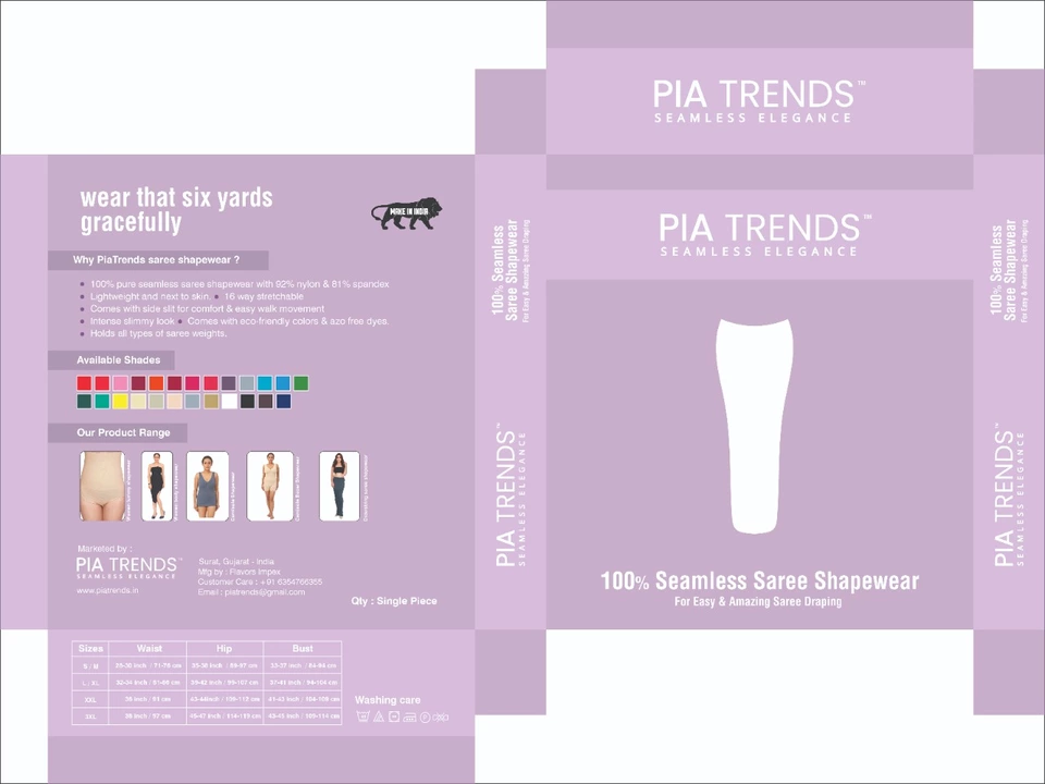 Saree shapewear petticoat packaging  uploaded by Piatrends on 1/1/2023