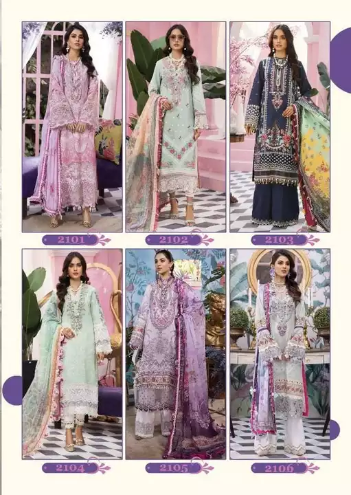 Post image Thank you for your support 

*HOUSE OF LAWN* 
_presents you it’s new range of Pakistani style digital print collection_

Catalogue name:-
*HOUSE OF LAWN*
*VIVA ANAYA*
*EMBROIDERY COLLECTION* 

Fabric detail:-
Top:- Pure lawn Pakistani style 
          digital print 

Embroidery:-
*Heavy designer 2(two) embroidery patches* 

Bot:- lawn Cotton dyed 

Dup:- Lawn / Chiffon 

PCS:- 6 BAG 💼 PACK 

Rate:- LAWN ➡️750/- PER PEICE 
            CHIFFON ➡️ 730/- PER PEICE