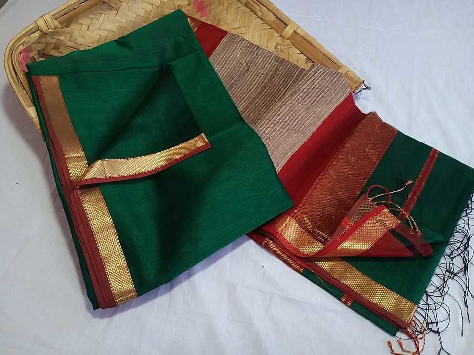 Maheshwari silk cotton jute pallu saree uploaded by Maheshwari saree's on 2/8/2021