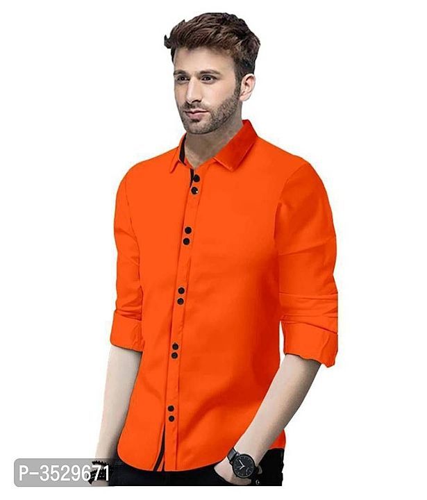 Man casual orange shirt uploaded by business on 2/8/2021