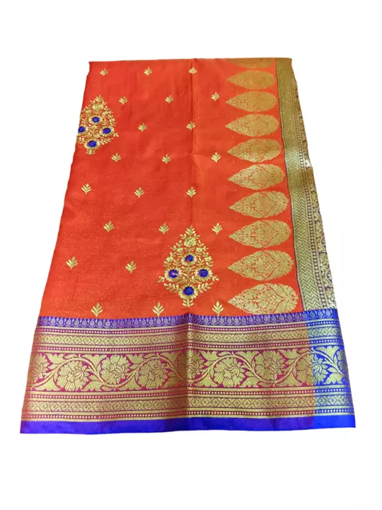 Satin silk Full embroidery gauti zari reach pallu  uploaded by Adnan saree centre mau on 1/2/2023