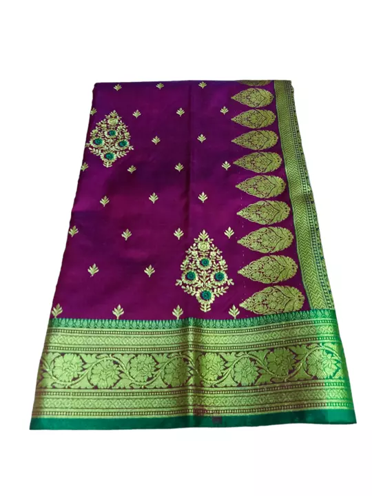 Satin silk Full embroidery gauti zari reach pallu  uploaded by Adnan saree centre mau on 1/2/2023