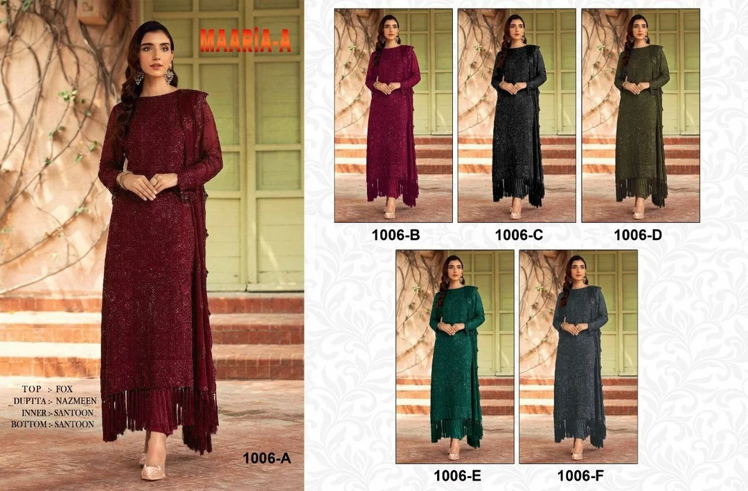 *MAARIA -A 1006*

 Single Pce Available

Fabrics Details:-
*TOP*  :- Heavy Fox Georgette             uploaded by SN creations on 1/2/2023