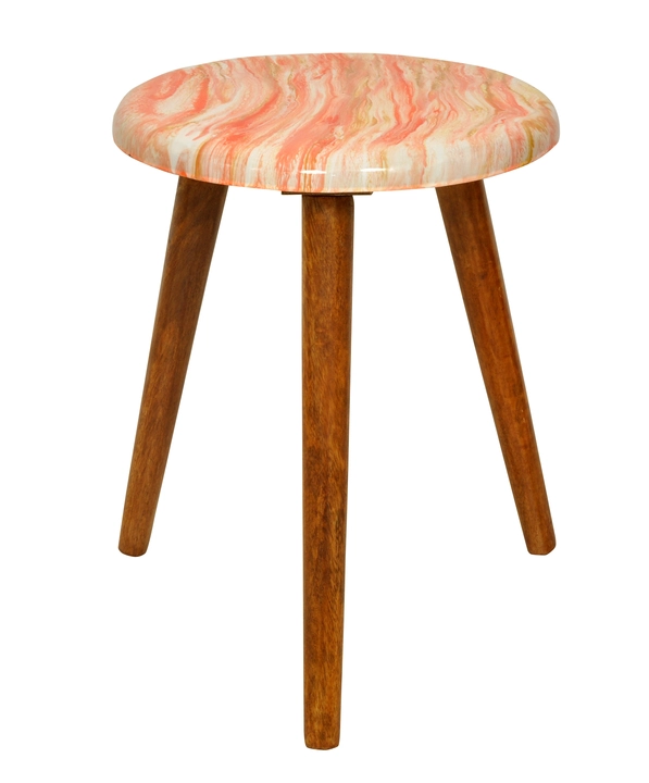 Muqeem Art Palace Wooden Attractive Epoxy Resin Art Round Stool Glossy Finish Leg Foldable End Stool uploaded by business on 1/2/2023