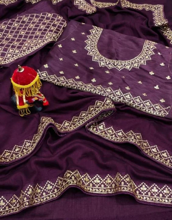 Beautiful embroidery vichitra saree uploaded by RK FASHION on 1/2/2023