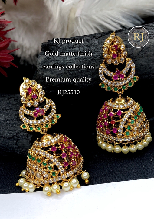 Gold matter as stone jumki  uploaded by Radhe jewellery  on 5/28/2024
