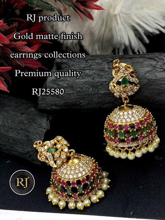 As stone jumki earrings  uploaded by Radhe jewellery  on 5/28/2024