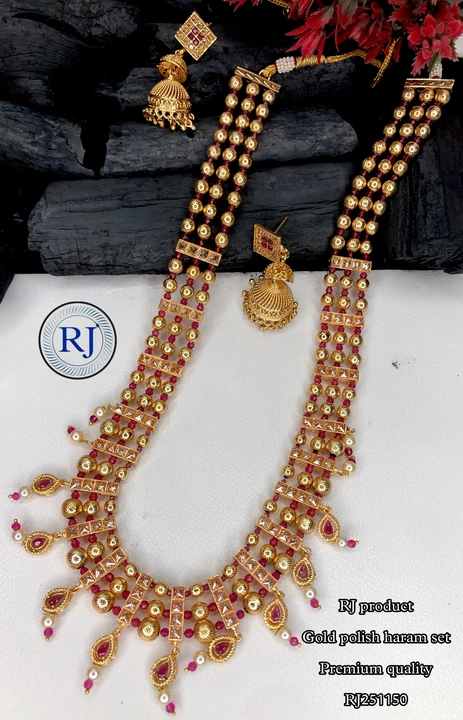 Gold finish haram set premium quality  uploaded by Radhe jewellery  on 5/28/2024