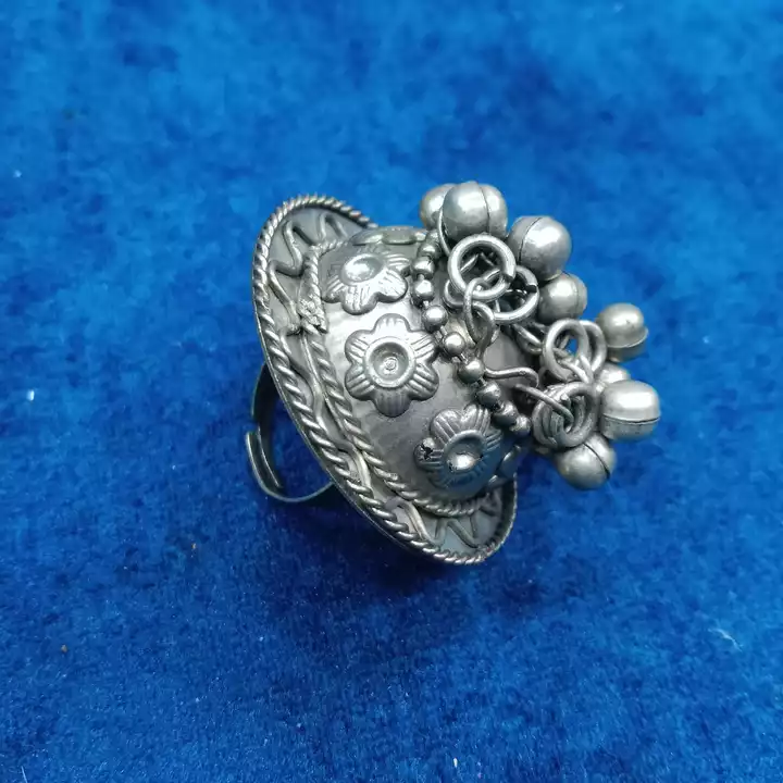 Oxidized silver plated embellished Adjustable Ghungroo Finger Ring for girls & woman uploaded by Primis on 1/2/2023