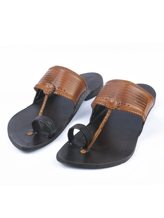 Dual tone leather chappal uploaded by business on 1/2/2023