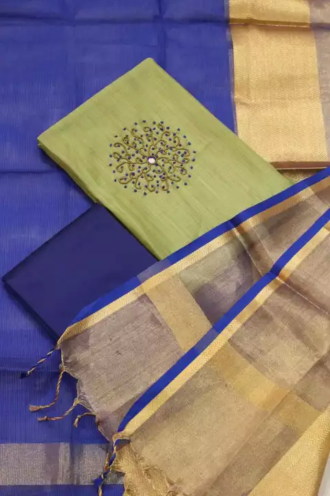 
Beautiful hand embroidered chanderi silk dress materials. uploaded by Gomathy Prabhu on 1/2/2023