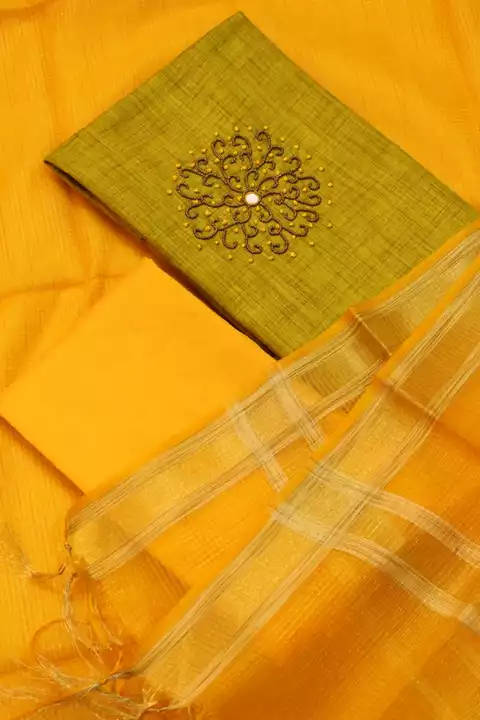 
Beautiful hand embroidered chanderi silk dress materials. uploaded by Gomathy Prabhu on 1/2/2023