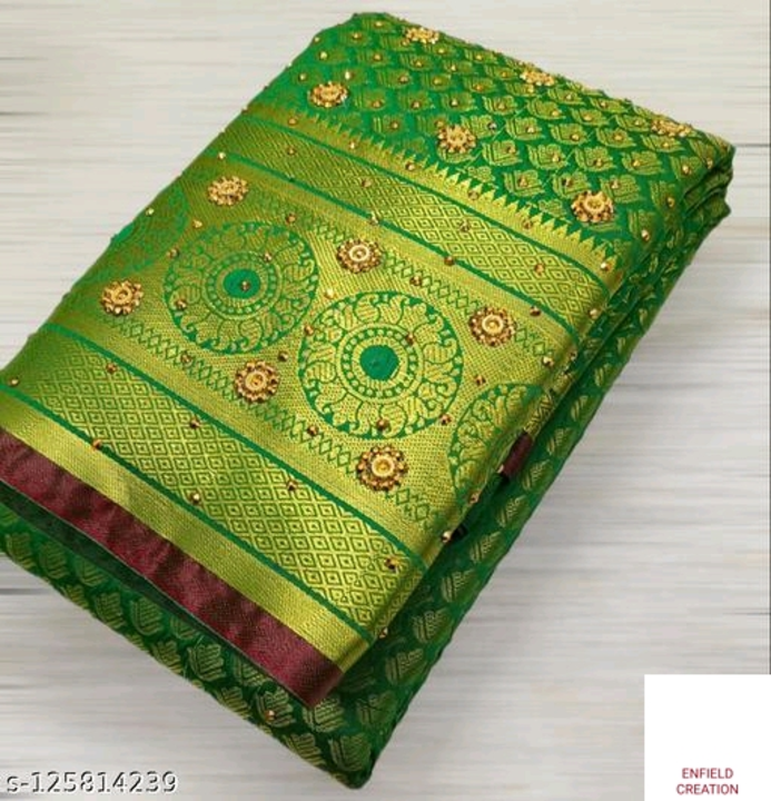 Kanjeewaram pattu silk saree with stone  uploaded by ENFIELD CREATION on 1/3/2023