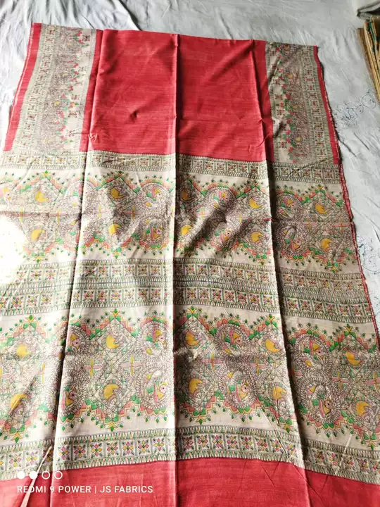 Tasser ghichha Madhubani screen printing saree with blouse piece  uploaded by Piyush hand loom on 1/3/2023