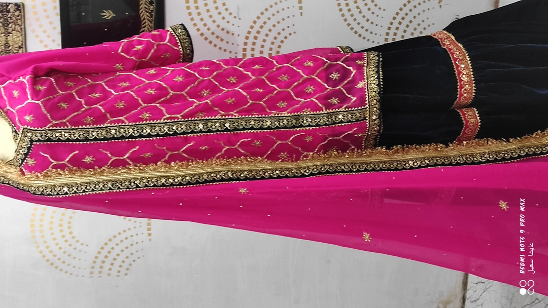 Post image Bridal collection for brides and other family members baby gharara lehenga blouses all are available we are the manufacturer of handmade item