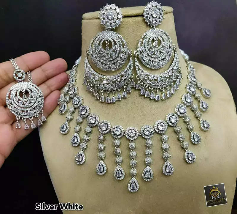 merican Diamond Necklace, Earrings, Mangtika uploaded by Fansy Jewellery  on 1/3/2023