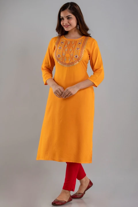 Emrodery work straight long kurti uploaded by business on 1/3/2023