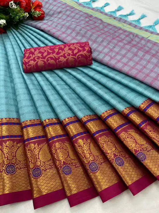Silk saree with blouse uploaded by business on 1/4/2023
