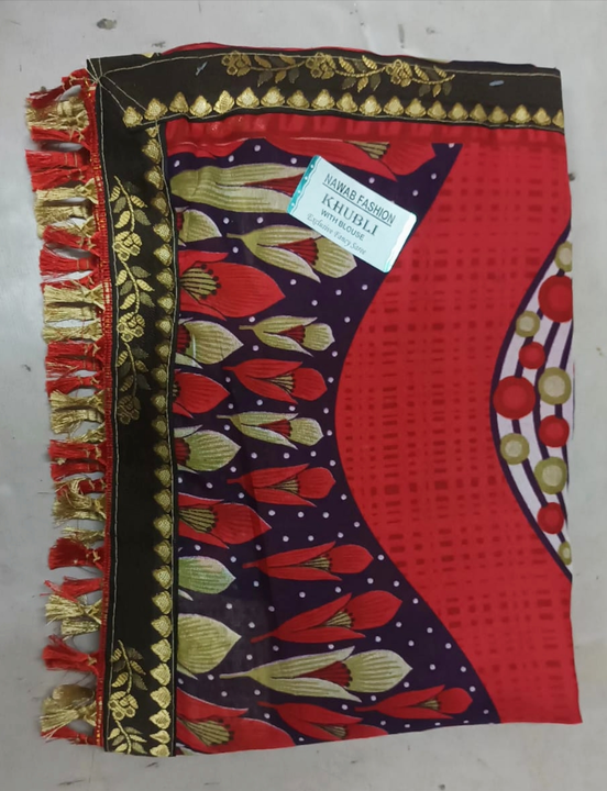 Print saree with blause and jhalar cut 6. MTR  uploaded by Radhey fashion on 1/4/2023