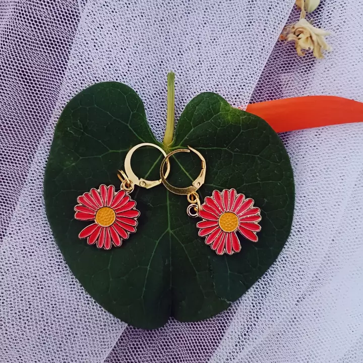 Red Daisy Charms Earrings uploaded by Anishi Creations on 1/4/2023