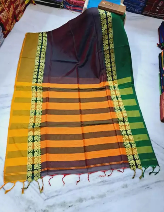 Handloom Woven Border Cotton Saree With BP  uploaded by Milaans on 1/4/2023