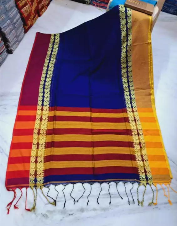 Handloom Woven Border Cotton Saree With BP  uploaded by Milaans on 5/31/2024