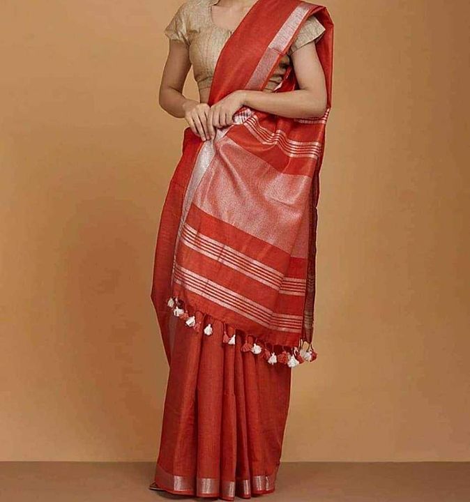 Linen slab saree uploaded by business on 2/9/2021