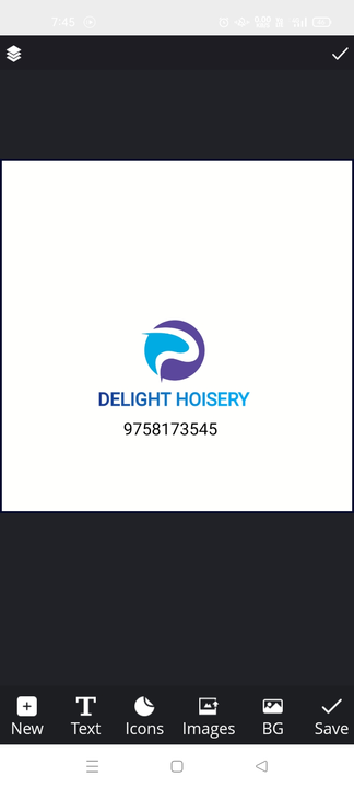 Visiting card store images of Delight hoisery