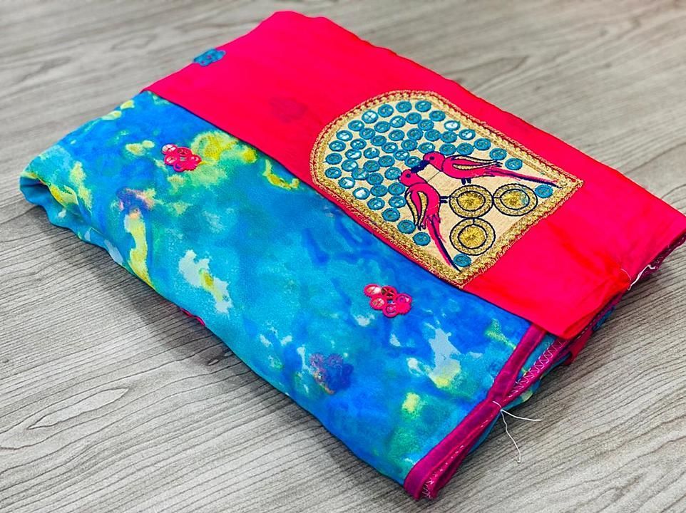 Designer Sarees With Embroidery Blouse uploaded by Deval Creations on 2/9/2021