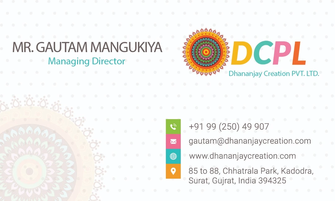 Visiting card store images of DHANANJAY CREATION 