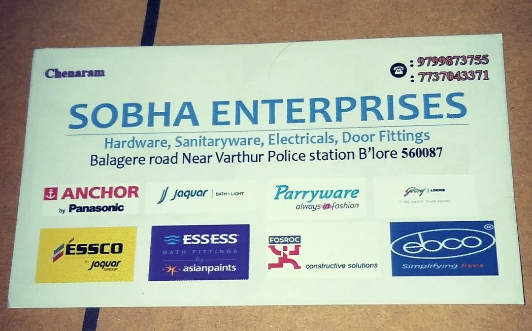Visiting card store images of Sobha Enterprises