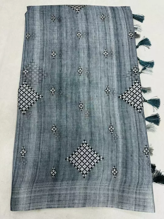 Linen butta saree uploaded by HANUMAN SILK CREATION on 1/5/2023