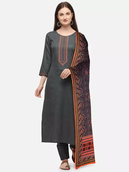 Fancy Embroidered Slub Cotton Dress Material  uploaded by Kriya Designer on 1/5/2023