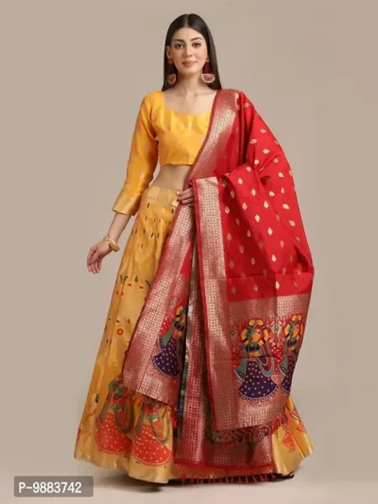 Women Art Silk Jacquard Semi Stitched Lehenga Choli uploaded by business on 1/5/2023