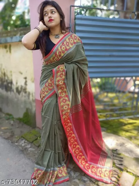 Pure khadi cotton saree uploaded by Handloom Hut on 1/5/2023