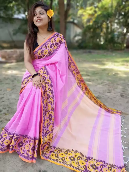 Pure khadi cotton saree uploaded by Handloom Hut on 1/5/2023