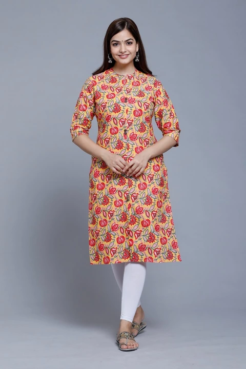 Cotton Printed A Line Kurta With Roll up sleeves  uploaded by JAIPUR APPARELS on 1/6/2023