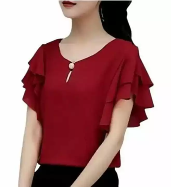 *Solid Ruffle Sleeve Top*/

*Price 299*

*Free Shipping Free Delivery*

*Color*: White Fabric*: Geor uploaded by SN creations on 1/6/2023