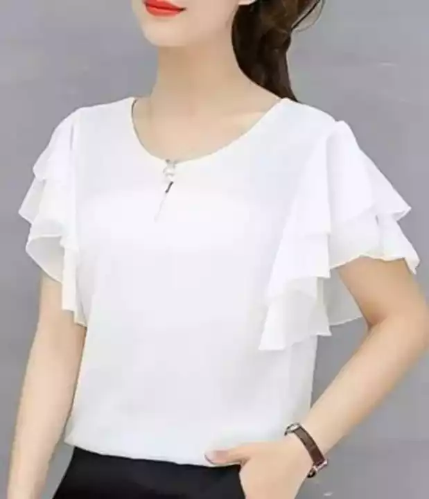 *Solid Ruffle Sleeve Top*/

*Price 299*

*Free Shipping Free Delivery*

*Color*: White Fabric*: Geor uploaded by SN creations on 1/6/2023