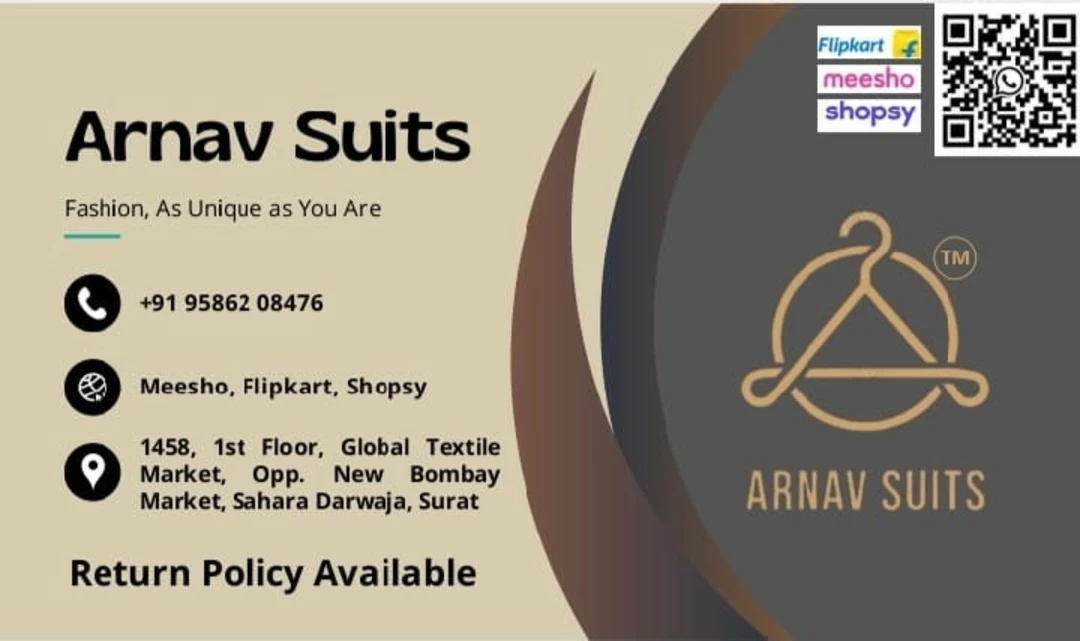 Visiting card store images of Arnav Suits