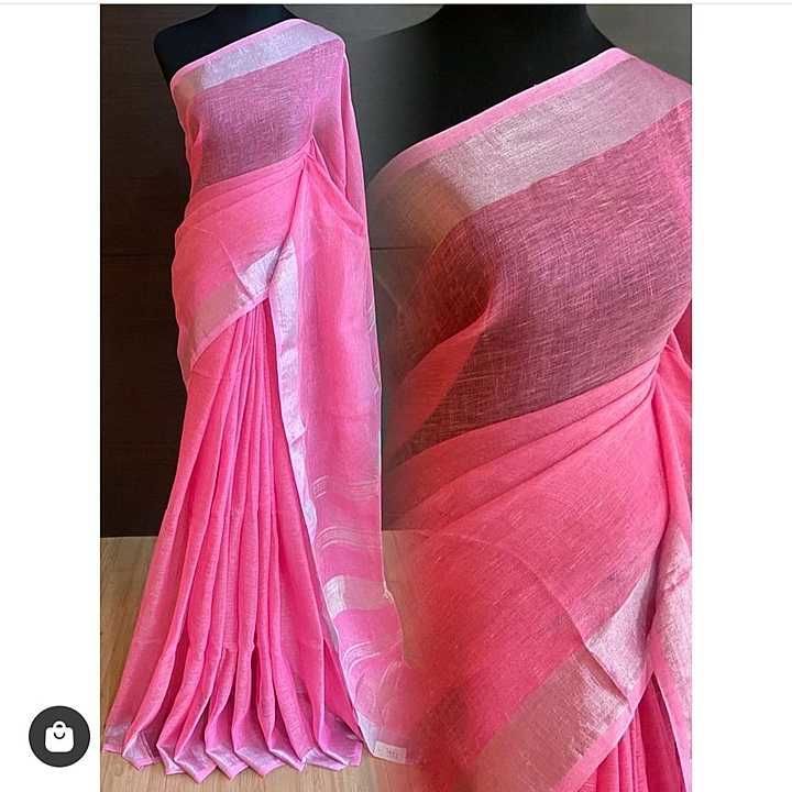 Handloom linen saree ------' my WhatsApp  uploaded by business on 2/10/2021