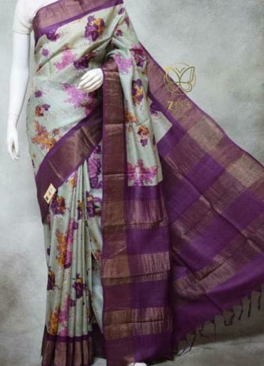 Handloom tussar silk digital print saree ---- my WhatsApp  uploaded by business on 2/10/2021