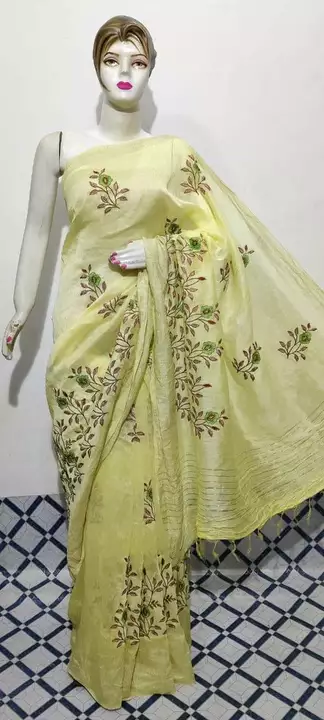 Post image Silk linen embroidery work saree
With running blouse piece

DM or wp 7667191084