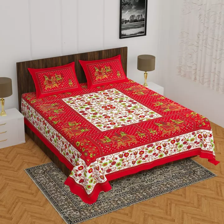E ART BOXX RAJASTHANI JAIPURI COTTON PRINTED DOUBLE BEDSHEETS WITH 2 PILLOW COVER  uploaded by Mamta Enterprises on 1/7/2023