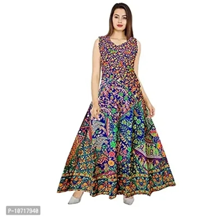 Wristy Women Fit and Flare Cotton Fabric Printed A-Line Maxi Midi Western Long Gown Dress (Multicolo uploaded by Shreeji New Fashion on 1/7/2023