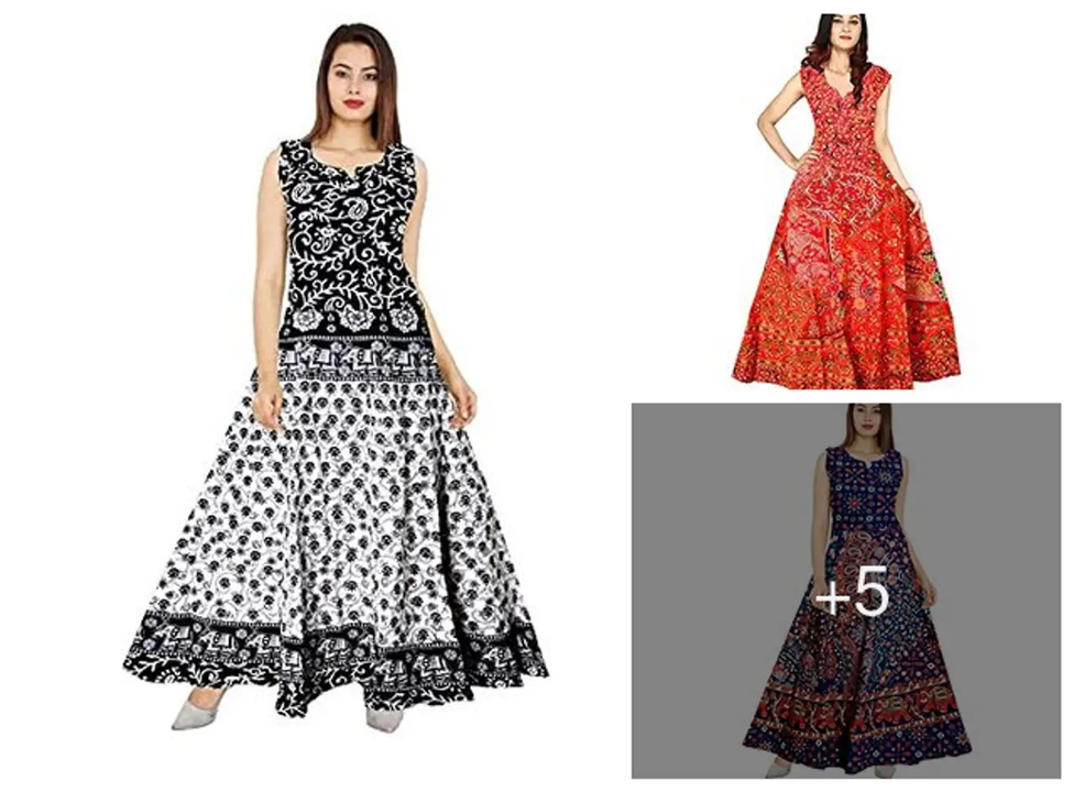 Product image of Wristy Women Fit and Flare Cotton Fabric Printed A-Line Maxi Midi Western Long Gown Dress (Multicolo, price: Rs. 578, ID: wristy-women-fit-and-flare-cotton-fabric-printed-a-line-maxi-midi-western-long-gown-dress-multicolo-c89642b6