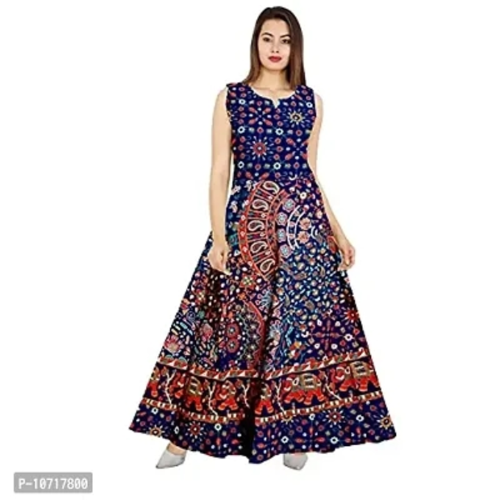 Wristy Women Fit and Flare Cotton Fabric Printed A-Line Maxi Midi Western Long Gown Dress (Multicolo uploaded by Shreeji New Fashion on 1/7/2023