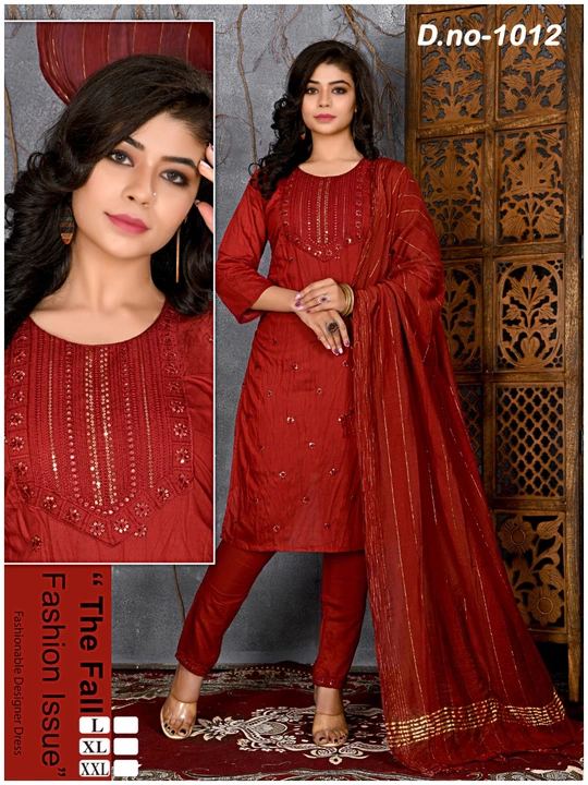 Chanderi silk 3 pcs set  uploaded by Shiv Shakti Dresses on 1/8/2023