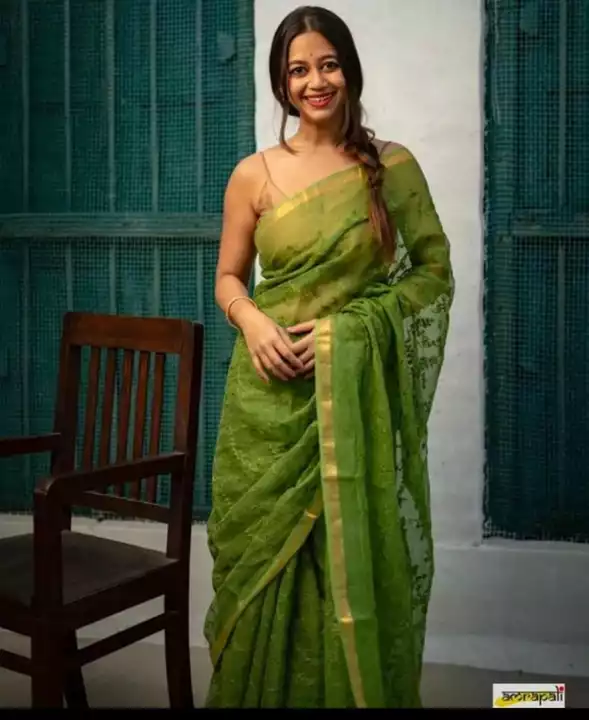 Katan mini check embroidery saree  uploaded by business on 1/8/2023